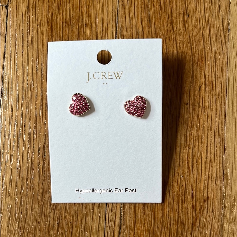 J. Crew Pink Heart Stud Earrings